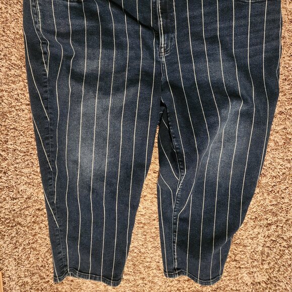 Lane Bryant Pin-Striped Crop Denim Jeans Plus Size 26W - Picture 2 of 7